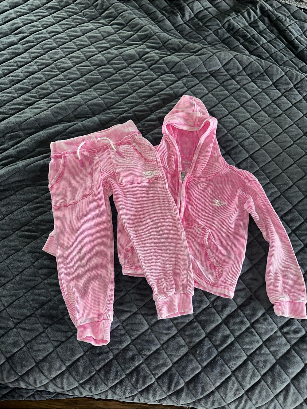 Reebok Pink Waffle-Knit Hoodie